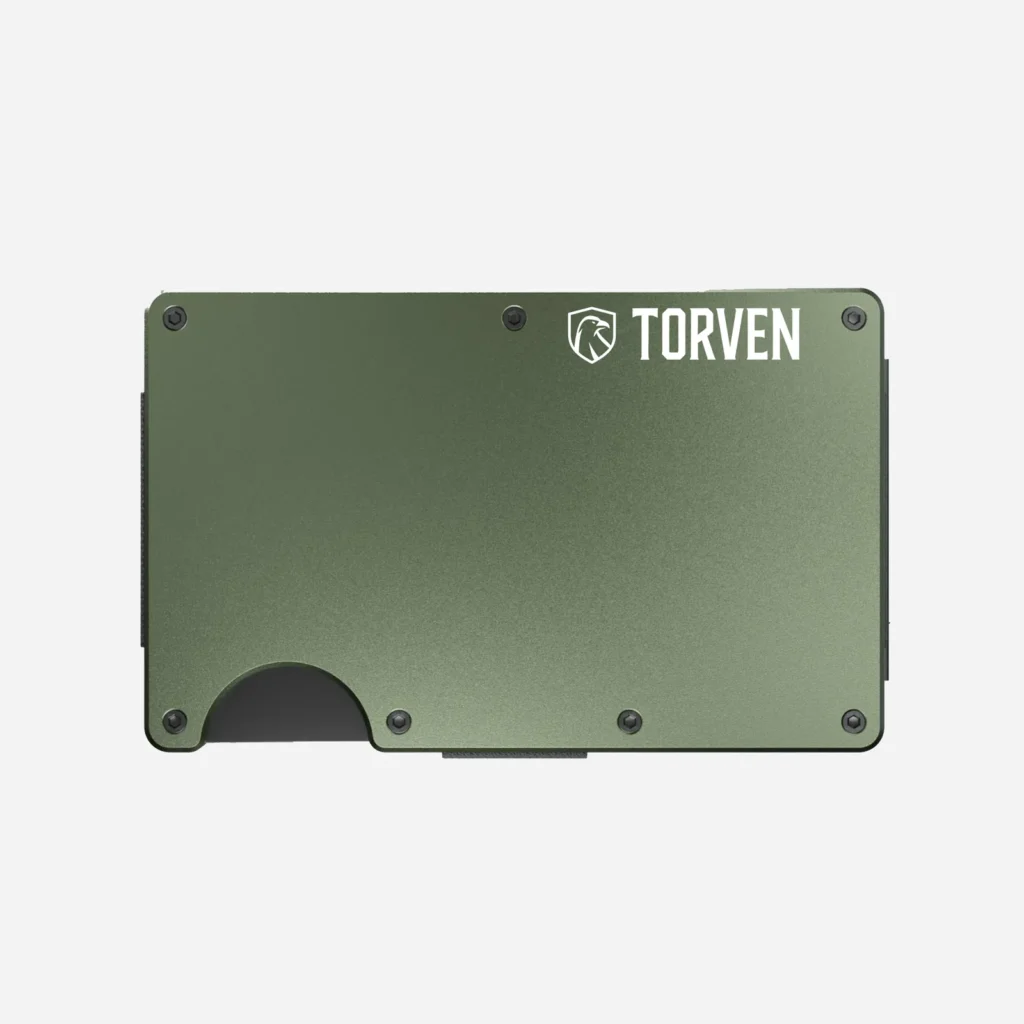 Portfel RFID Torven Hunter – zielony minimalistyczny portfel